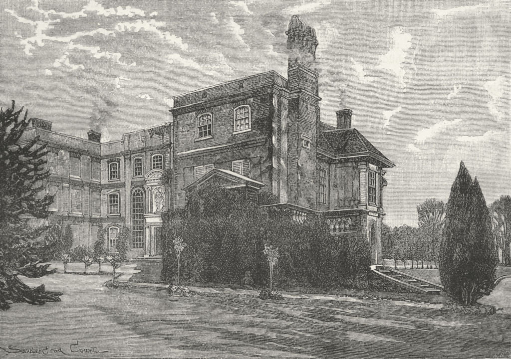 SURREY. Sanderstead Court 1888 old antique vintage print picture